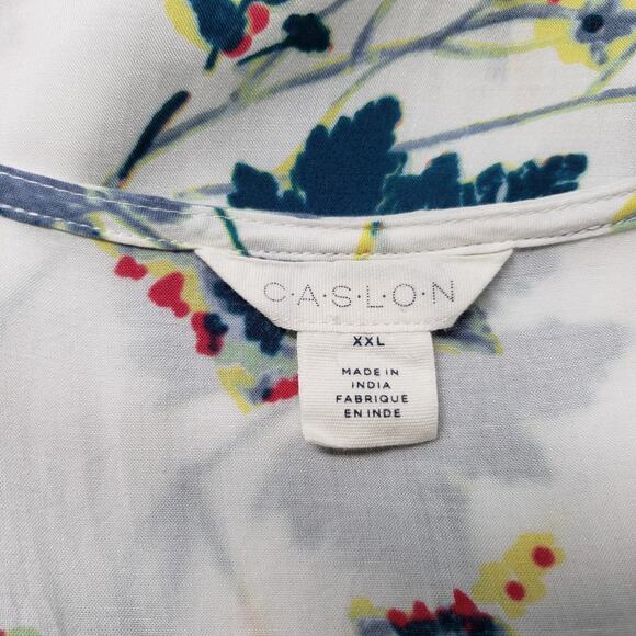 Caslon Blouse Womens XXL White Floral Peasant Bohemian 3/4 Sleeve Cottagecore - Picture 3 of 16